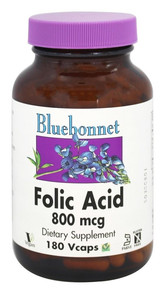 Bluebonnet Folic Acid 800 Mcg, 180 Ct