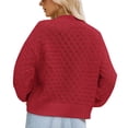 thumbnail image 4 of Jersey Manga Larga Cuello Redondo Suelto Cómodo Piel Amigable Poliéster Hueco Suéter para Otoño Invierno Rojo S, 4 of 6