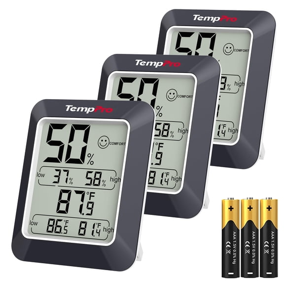 Termómetro e higrómetro TempPro TP50W para interiores, 3 piezas