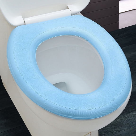 (Blue) Waterpoof Soft Toilet Seat Cover Bathroom Washable Closestool Mat Pad O-shape