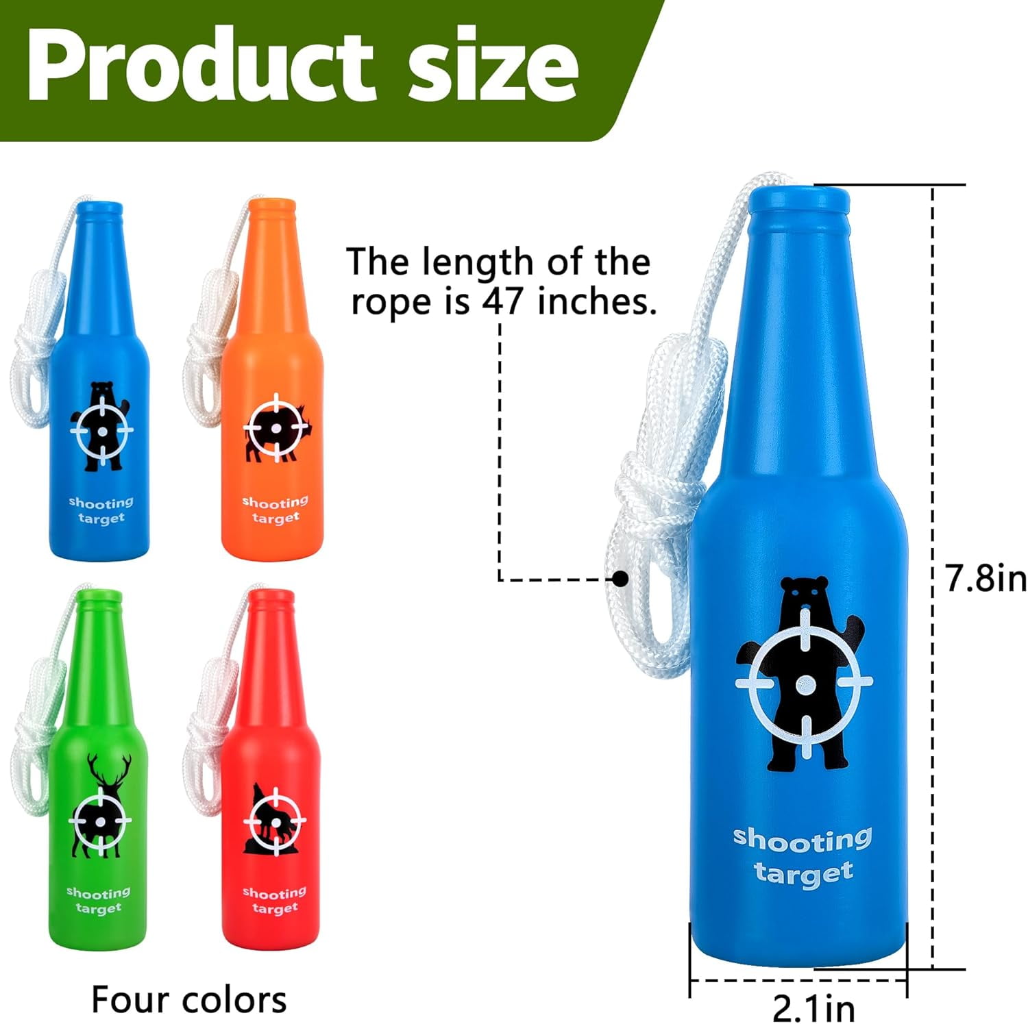 Ebaokuup 8 Pack Shatterproof Bottle Shooting Targets, Hunting Plastic Bottle Targets with Hanging Rope, Portable Bright Color Bottles Target for Indoor Outdoor Gun Range Firearm Practice Accessories
