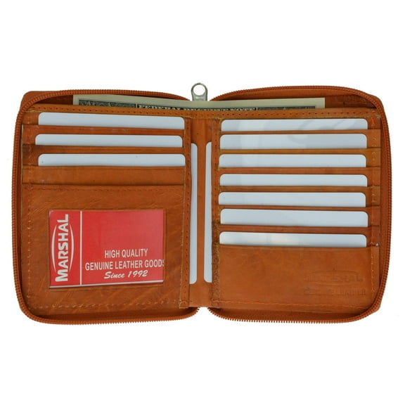 RFID Blocking Mens Leather Zippered Wallet RFID 702 (C)