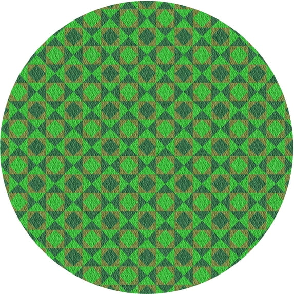 Ahgly Company Indoor Square Patterned Lime Green Area Rugs, 3' Square