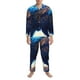 thumbnail image 3 of Balery Moonlit Blue Wolf Pijama para Hombre de Dos Piezas con Manga Larga, Conjunto de Dormir y Descanso Suave con Bolsillos-Medium, 3 of 7