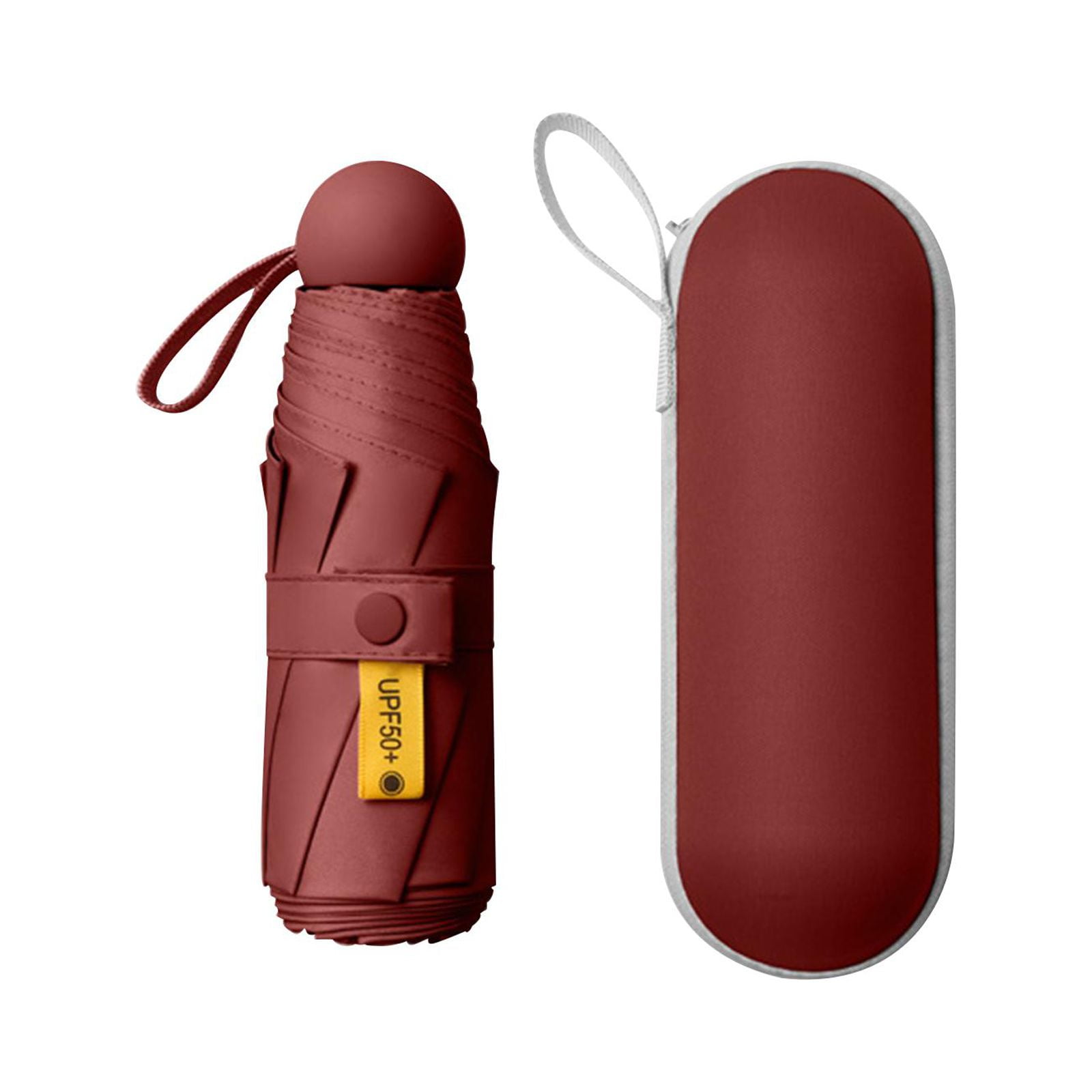 Mini Umbrella Tiny Umbrella Purse Umbrellas for Outdoor with Storage Case Red
