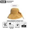 thumbnail image 2 of Sombrero de pescador de ala grande de color sólido con protección solar, de 55 a 60 cm de circunferencia, para mujer, sombrero de verano anti-ultravioleta con lazo, 2 of 5