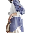 thumbnail image 4 of ZANZEA Women Blouse O-Neck Striped Patchwork Casual Daily Street Shirt Tops, 4 of 4
