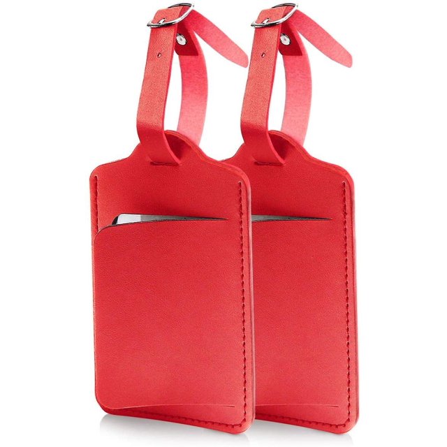 Etiquetas de equipaje, 2 etiquetas de identificación de maleta, etiquetas de bolso, etiquetas de maleta de equipaje, para evitar la pérdida de bolsas y maletas - rojo JM