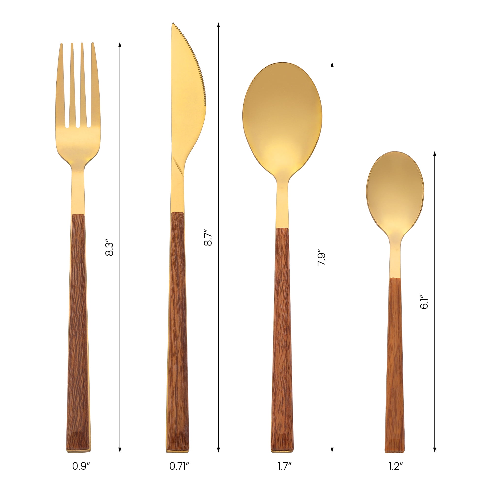 Unique Bargains Silverware Set Durable Stainless Steel Flatware Gold 16 Pcs