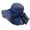 Navy, variant on Women’s Oversized Wavy Brim Satin Bow Sun Cap with Lace Trim Edging for Coastal Trips White