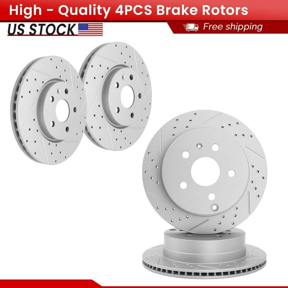 ACB ZONE 4PCS Front Rear Brake Rotors Set, Drilled & Slotted Disc Rotors Kit for Chevrolet Equinox GMC Terrain 2010-2017 All Models