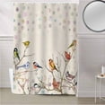 thumbnail image 5 of Fabric Shower Curtain, Watercolor Red Green Birds in Branches Bathroom Curtain with 12 Hooks Waterproof No Bad Odor Machine Washable Bath Curtains for Bathroom, Spa Room, 36"x72", 5 of 6