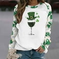 thumbnail image 5 of St Pattys Shirts Women Santa Hat Wine Glass Shirt Green Irish Shamrock Print Sweatshirt Long Sleeve Crewneck Pullover Tops, 5 of 5