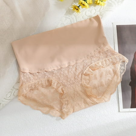 Underwear Women Stretch Lace Triangle Breathable High Waist Tummy Ice Waist Summer Brief Hipster Lightweight Panties