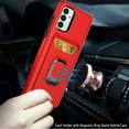 thumbnail image 3 of For Samsung Galaxy A13 5G S136DL Card Holder Ring Stand Cover Cell Phone Case + Tempered Glass - Red, 3 of 5