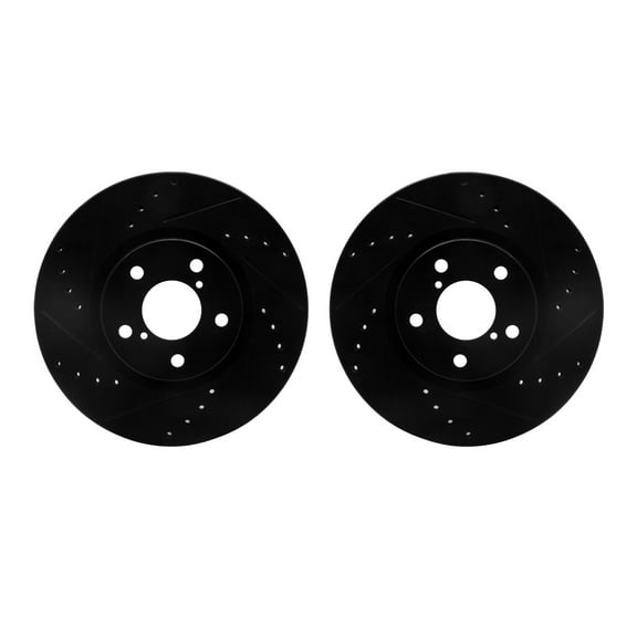 Dynamic Friction Company Front Brake Rotors-Drilled and Slotted-Black 8002-13017
