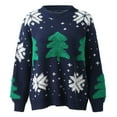 thumbnail image 4 of Odeerbi Winter Christmas Knit Sweater For Women Fashion Long Sleeve Round Neck 2025 Casual Pullove Sweater Tops Navy, 4 of 5