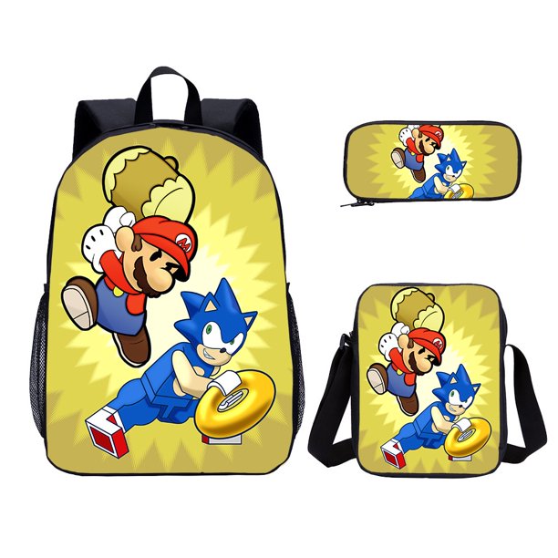 Anime Mario VS Sonic estudiante mochila una variedad de opciones bolsa de comida, caja de lápices, super mario bros. Impreso mochila Set bolsa de la escuela para los niños bolsas pack para kid