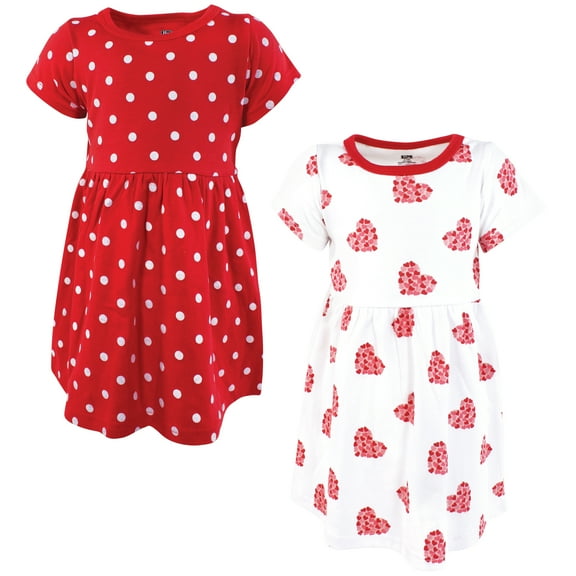 Hudson Baby Girls Cotton Dresses, Valentine Hearts, 0-3 Months