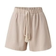thumbnail image 2 of Aayomet Shorts Womens with Pockets Cotton 2023 High Elastic Waisted Pleated Ruffle Cute Shorts Beach Flowy Casual Shorts Pajamas Set,Beige M, 2 of 5