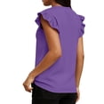 thumbnail image 4 of Craaazy Women's Fashion Solid Color V-Neck Ruffle Sleeve Blouse for Everyday Wear Weekend Brunch and Summer Outings, 4 of 6