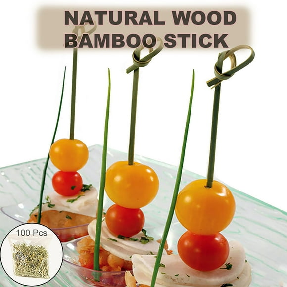 Dvkptbk Plastic Bamboo Sticks Fruit Sign Disposable Small Cake Hamburger Skewer Barbecue Fancy Art Flower Sign Meal Fork Dessert Kitchen Essentials
