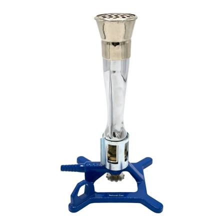 Meker Bunsen Burner, Natural Gas - Gas Flow Control, Flame Stabilizer, Air Flow Adjustable - Cast Iron StabiliBase, Anti-Tip Design with Handle - Suitable for use with Natural Gas - Eisco Labs