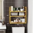 thumbnail image 2 of 2 PCS Over Toilet Shelving Unit for Bathroom, Adjustable Bathroom Organizers and Storage with Hanging Rod, Wood Color 16.6"Lx5.9"Wx 16.9"H Utility Shelf for Living Room Kitchen Bathroom, 2 of 6