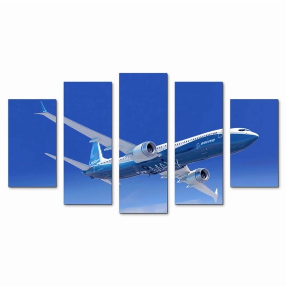 Cuadro Decorativo Avión Boeing 737 Max Juego De 5 Piezas 150x80cm Ideal Para Oficina Sala Estudio Decoración Moderna