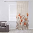 thumbnail image 3 of Orange Spring Floral Semi Sheer Curtains Drapes for Living Room, Bedroom, French Doors Window 63 Inches Long, Watercolor Farmhouse Botanical Rod Pocket Chiffon Curtain Drapery Voile Draperies Panel, 3 of 6