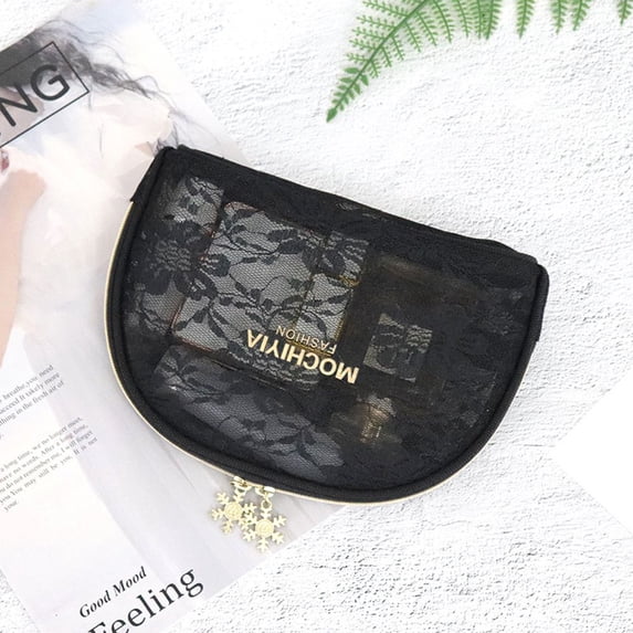 Simple Transparent Creative Lace Fashion Mesh Lipstick Case Storage Bag Cosmetic Bag Makeup Bag MIDDLE