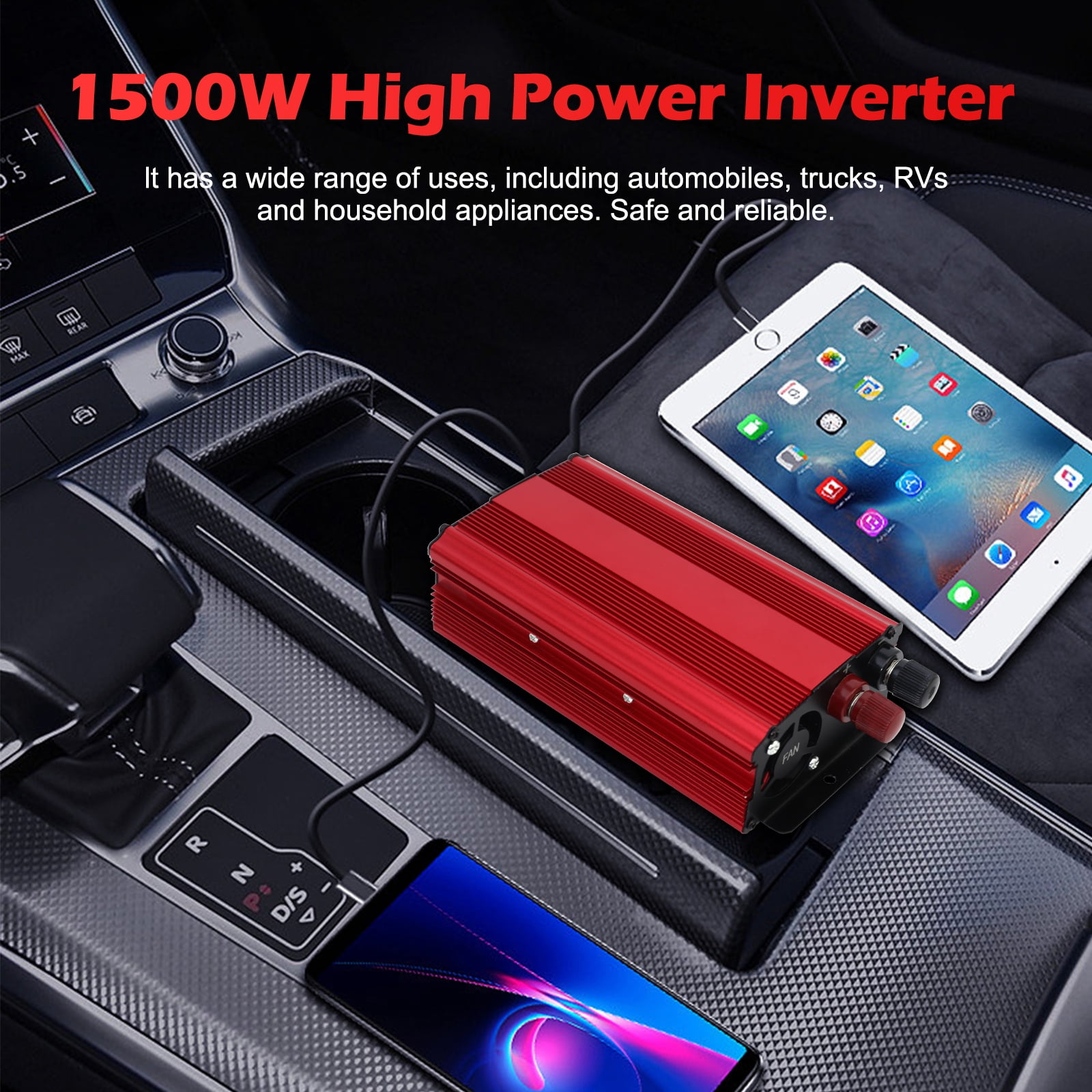 1500W DC 12V to AC 110V/220V Power Inverter Converter With Dual Outlets for Home Car Outdoor Use