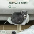 thumbnail image 3 of 18.5" Small Cat Tree, Compact Cat Tower with Tunnel, Scratching Post, Plush Bed, Dangling Ball, for Indoor Use, Grey, 3 of 5