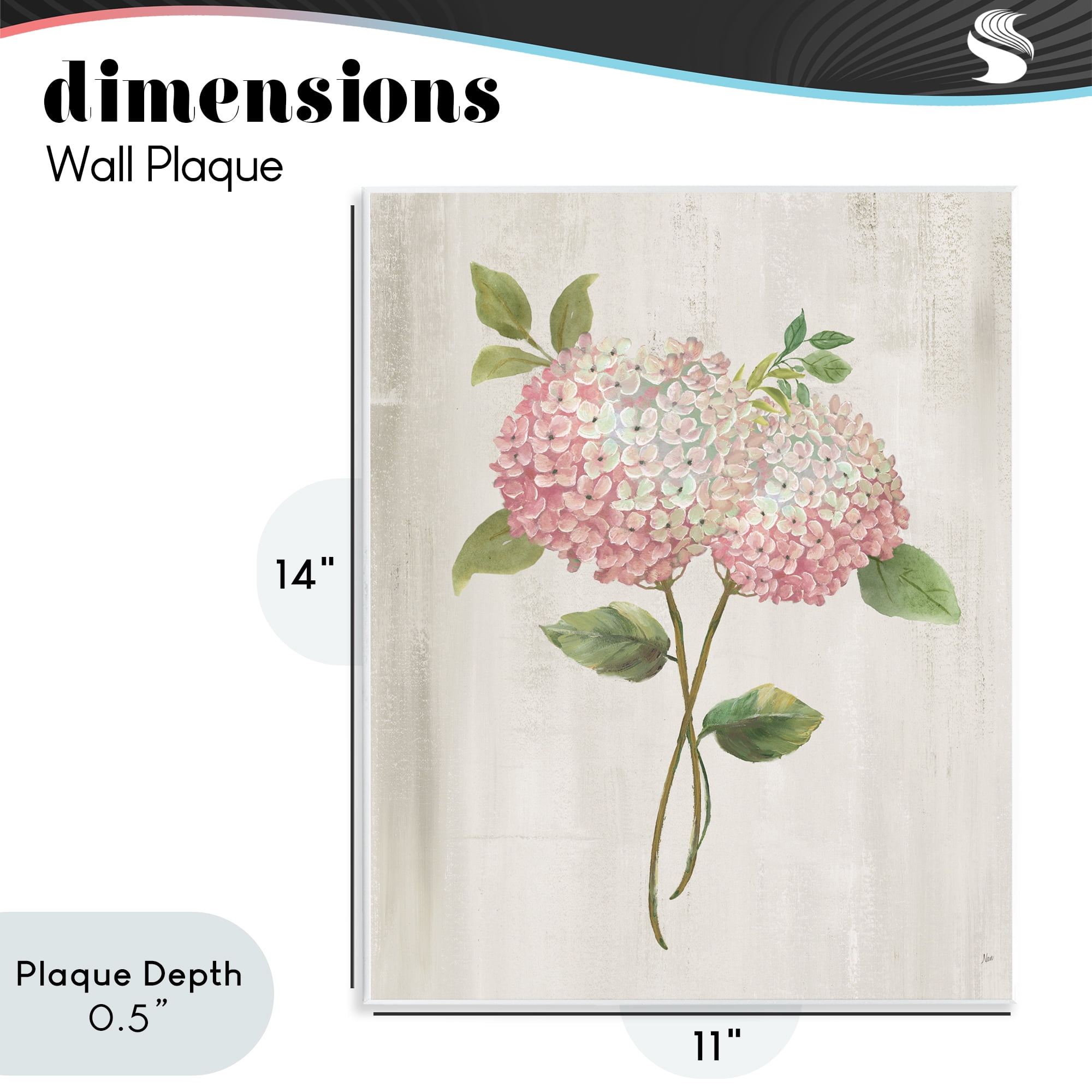 Stupell Industries Vintage Pink Hydrangea Wall Plaque Art, design by Nan