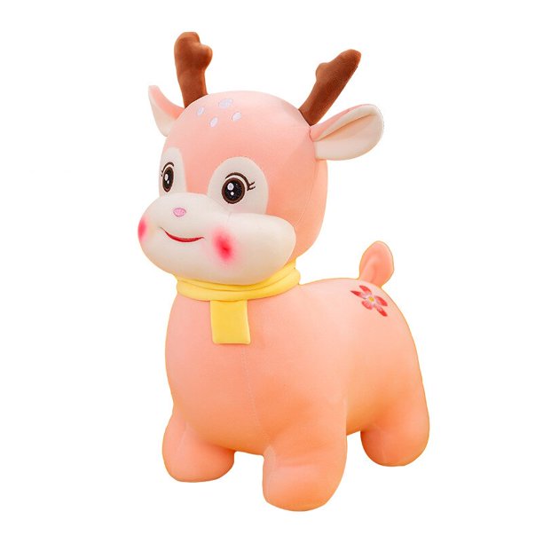 Lovely Soft Cute Scarf Fawn Cartoon Plush Toy Doll Doll Cute Colorful Plum Blossom Spot Children's Birthday Toy GiftPink25cm Deng Xun unisex