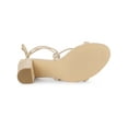 thumbnail image 5 of BLISSFUL STEP Women's Block Heel Sandal Strappy Lace Up Sandals Beige 7, 5 of 7