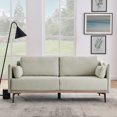 thumbnail image 3 of SYNGAR Loveseat Sofa, Modern Upholstered Linen Fabric Love Seat with 2 Pillows, Extra Deep Seat Couches, Comfy Sofas for Living Room, Bedroom, Apartment, Beige, 3 of 7