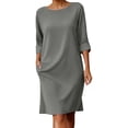 thumbnail image 2 of TAGOLD Womens Sleeveless Round-Neck Dress Linen Fabric Solid Color Loose Dress Summer Daily Apparel, 2 of 5