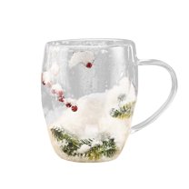 Christmas Thick Transparent Water Cup Double-layer Vintage Glassware Christmas Water-saving Cup Suitable For Home,Christmas Party Gifts And Decor