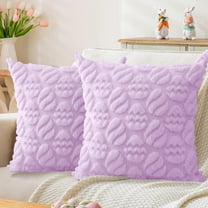 PayUSD Easter Pillow Covers 18x18 inch Set of 2 Easter Soft Plush Faux Fur Jacquard Throw Pillows for Bedroom Sofa Couch Chair Holiday Festivals Home Decor Easter Rabbit and Eggs