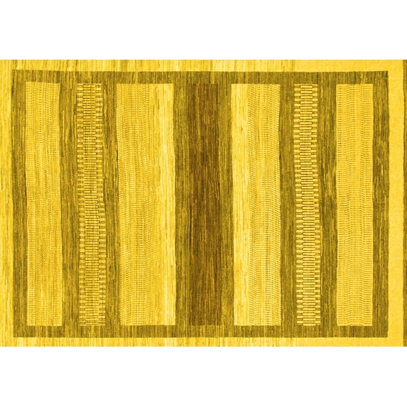 Ahgly Company Machine Washable Indoor Rectangle Abstract Yellow Modern Area Rugs, 2' x 5'