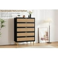 thumbnail image 6 of Twister.CK Rattan 5 Drawer Dressers for Bedroom, Tall Wooden Dresser with Deep Drawers, Chest of Drawers for Closet, for Living Room, Hallway, Black, 6 of 8