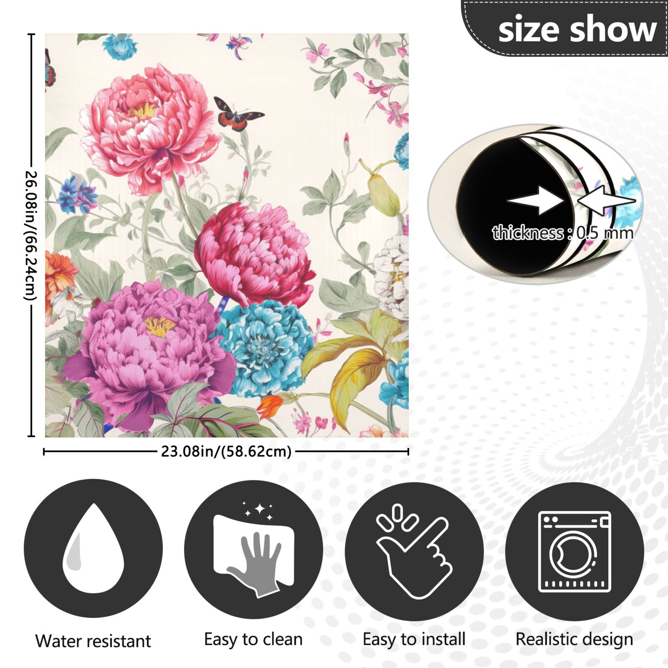 Flower Butterfly Magnetic Dishwasher Cover Magnet Refrigerator Dishwashers Sticker Kitchen Decorative Art Panel Decal 23"x26"