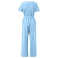 thumbnail image 5 of Yuwull Women Casual Loose Long Bib Pants Wide Leg Jumpsuits Baggy Cotton Rompers Overalls with Pockets Summer Linen Pants, 5 of 7