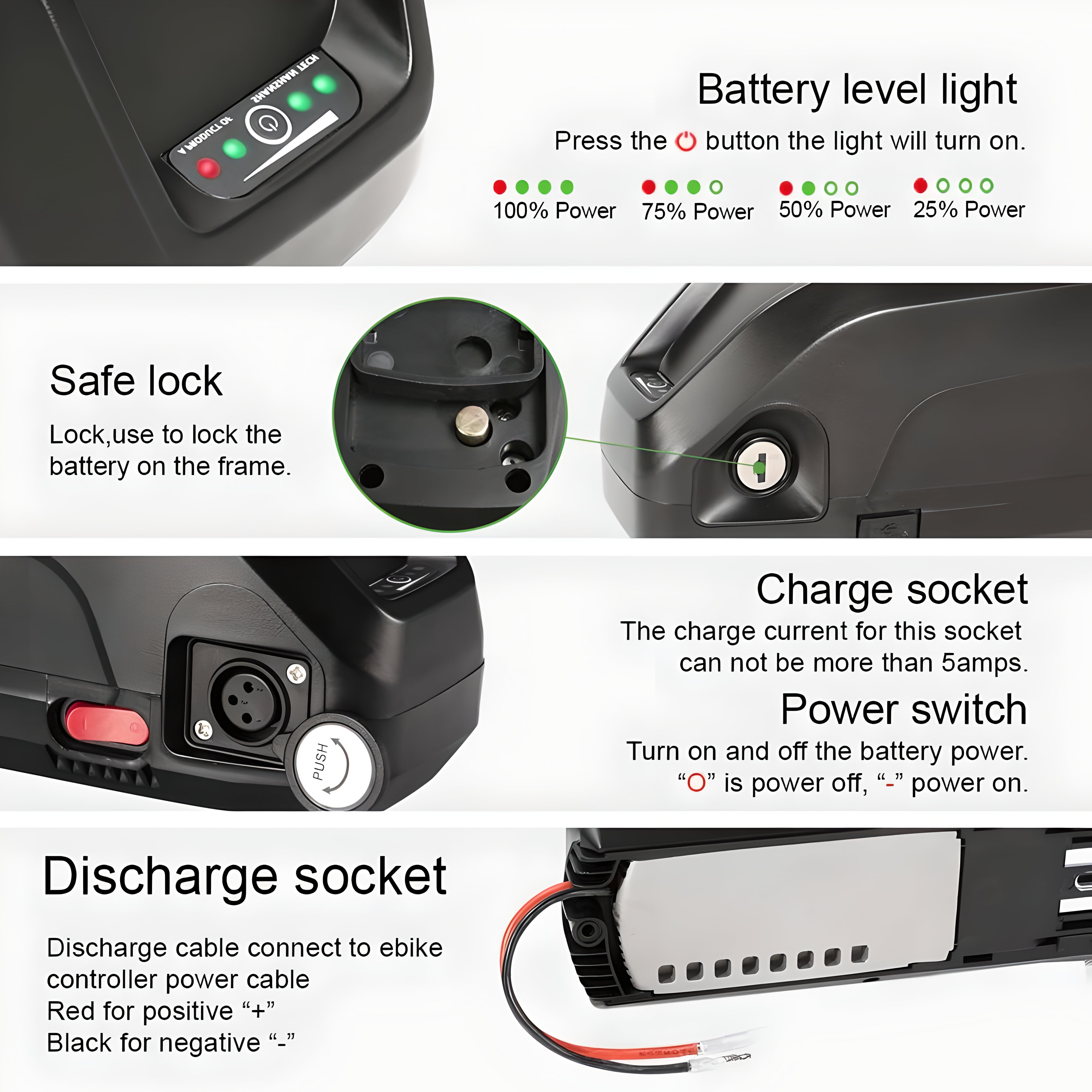 Accolmile 48V 13Ah Ebike Battery Lithium Downtube Batteries with USB Port XT60 Connector 30A BMS for 200-1000W Bafang Motor