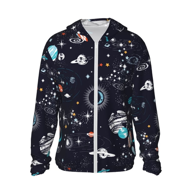 Fotbe Galaxy2 Chaqueta con Protección Solar UPF 50+ para Hombre y Mujer, Camisa con Capucha y Bolsillos-Medium