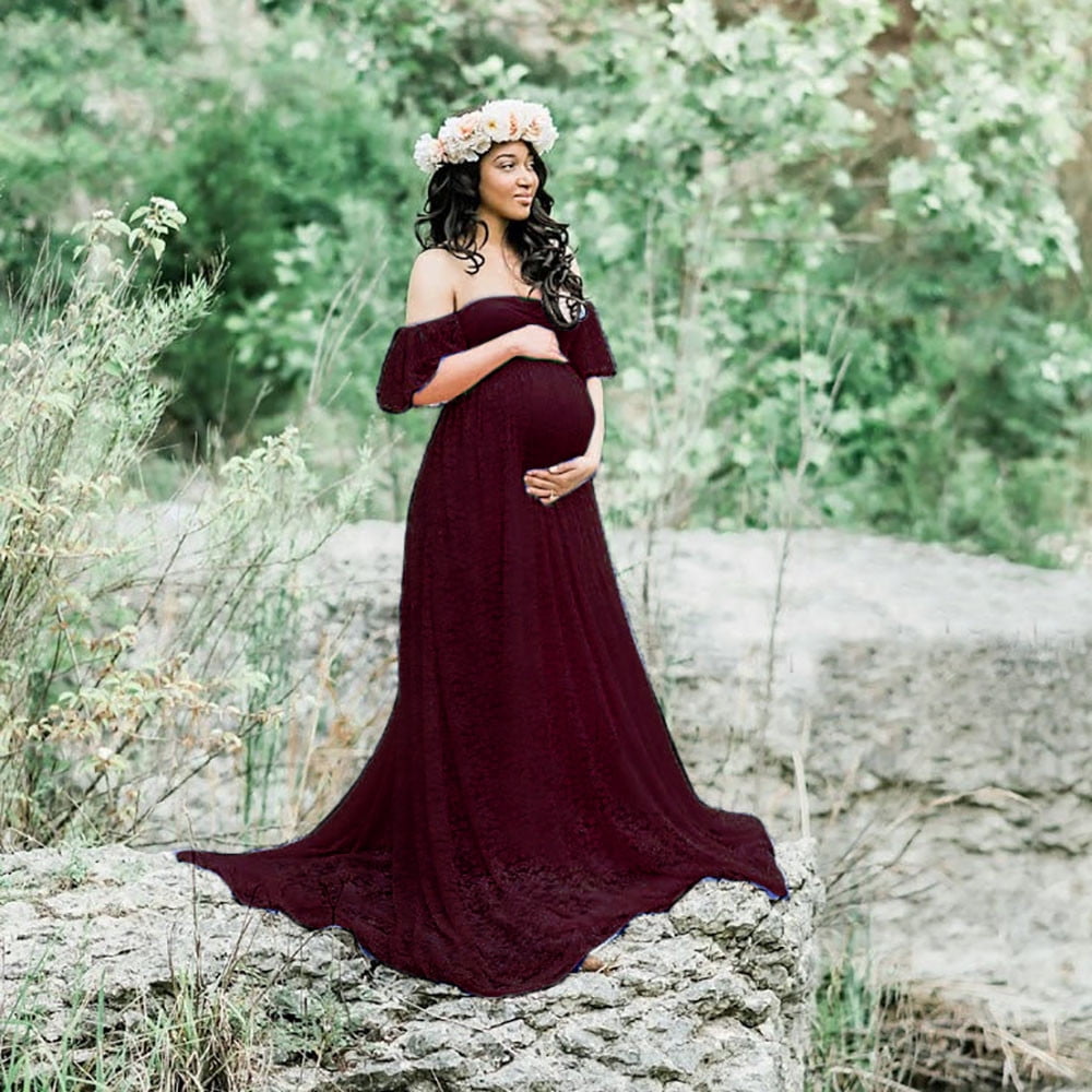 Pregnant Women Off Shoulder Long Maxi Dress Maternity Photography Photo Shoot