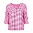thumbnail image 7 of Kezqiaxn Womens Tops Summer Checkered Short Sleeve V-Neck Yoga Y2K Shirts Blouses for Women Dressy Casual Fashion Clothing, 7 of 7