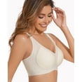 thumbnail image 3 of YANDW Wireless Everyday Bra No Underwire Comfort Full Coverage Bras for Women, White L, 3 of 7