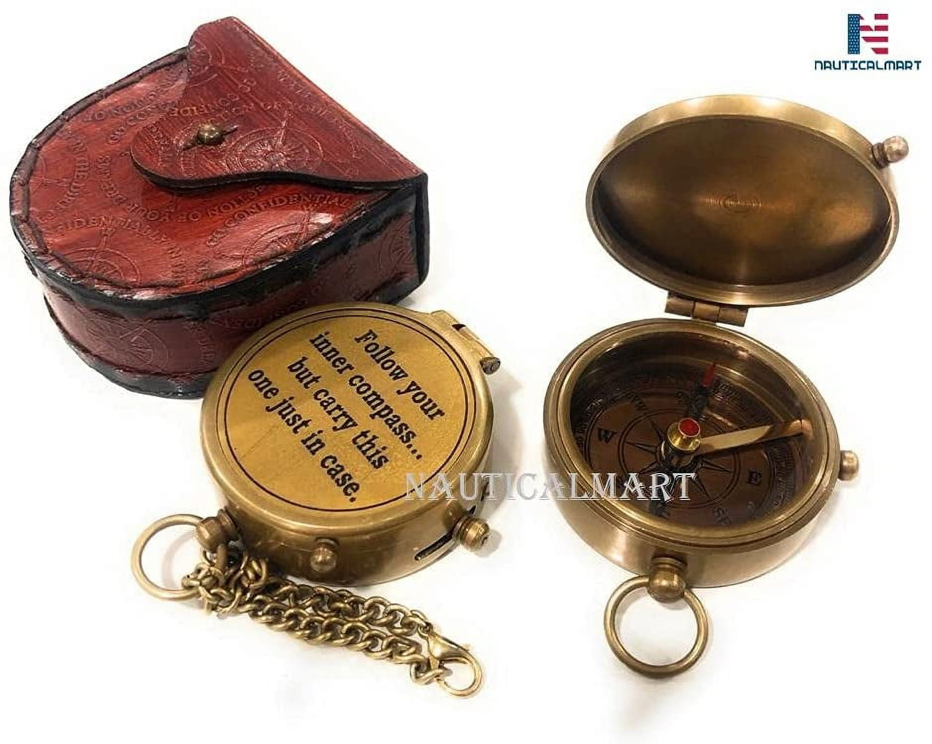 NauticalMart Compass with Leather Case for Camping